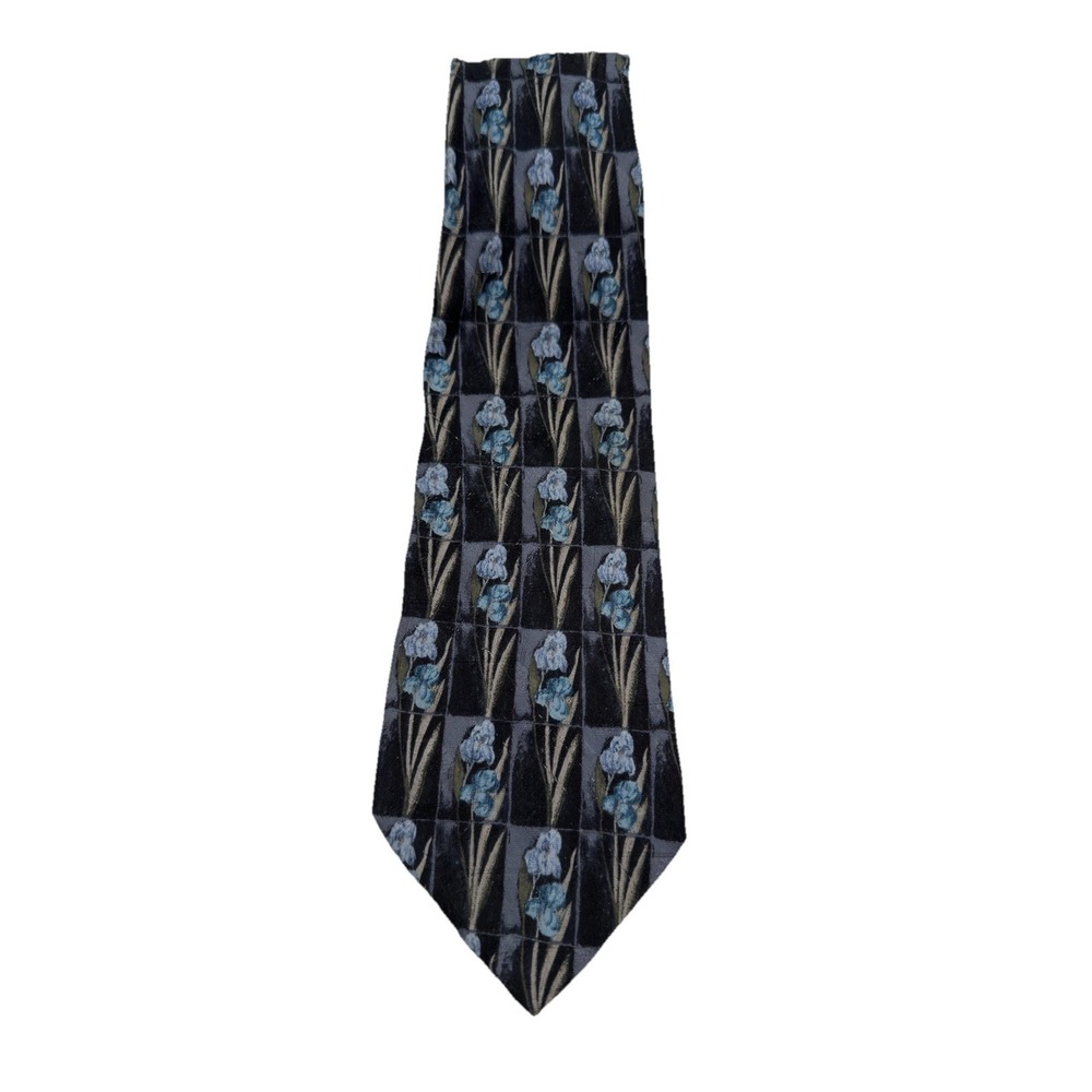 Ermenegildo Zegna Blue‎ Floral Print Men's Silk Tie Made In Italy